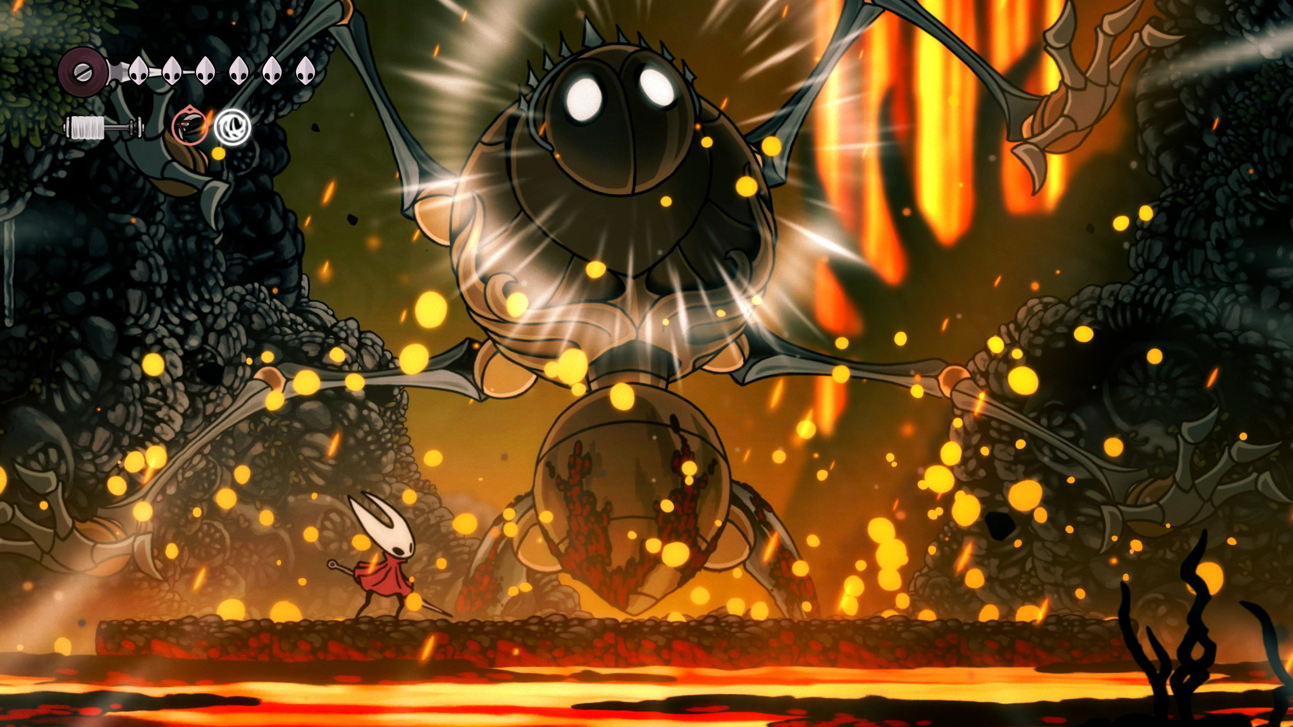 Epic boss battle scene with dramatic lighting effects